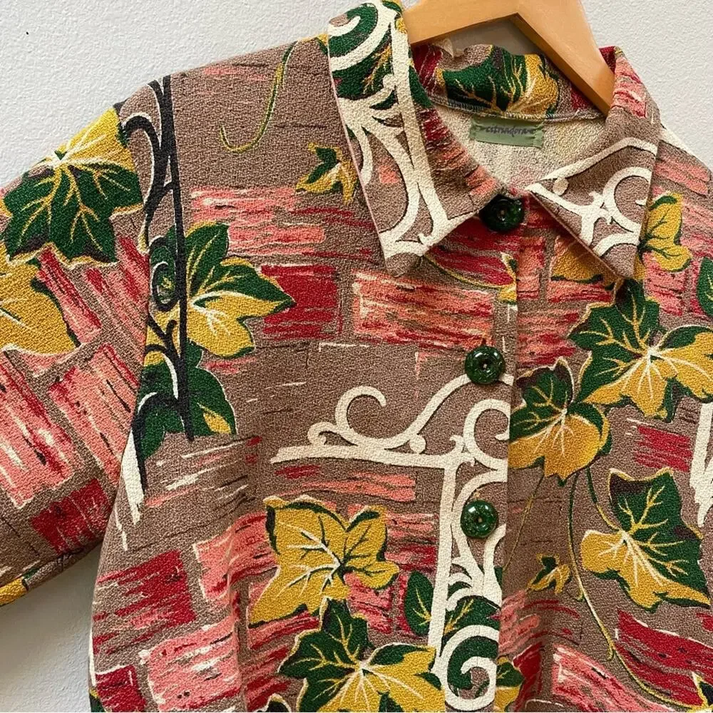 Vintage 60's 70's Unique Cropped Brown Floral Tapestry Jacket, Women's Small - Picture 5 of 9